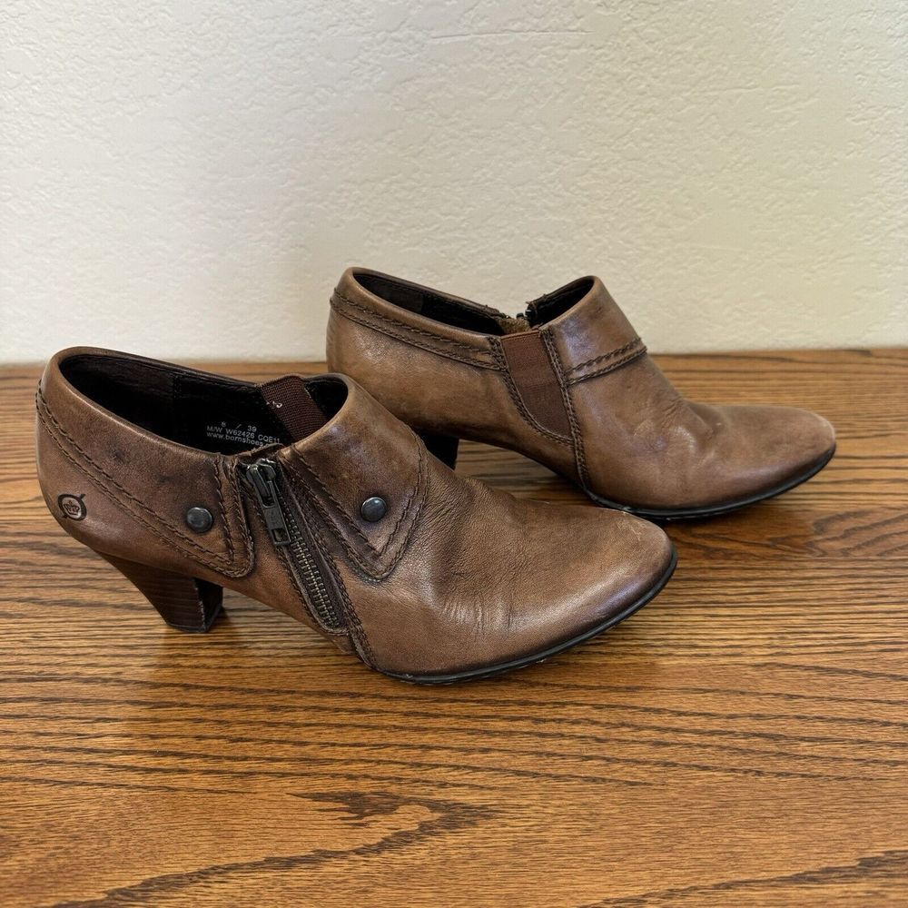 Born Ankle Booties Women's Size 8 Tanya Marrone Brown Leather Opanka Short - Picture 3 of 10